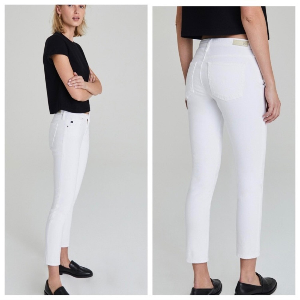 Adriano Goldschmied Stevie Slim Straight Ankle White Jeans SZ 32 Summer Resort
